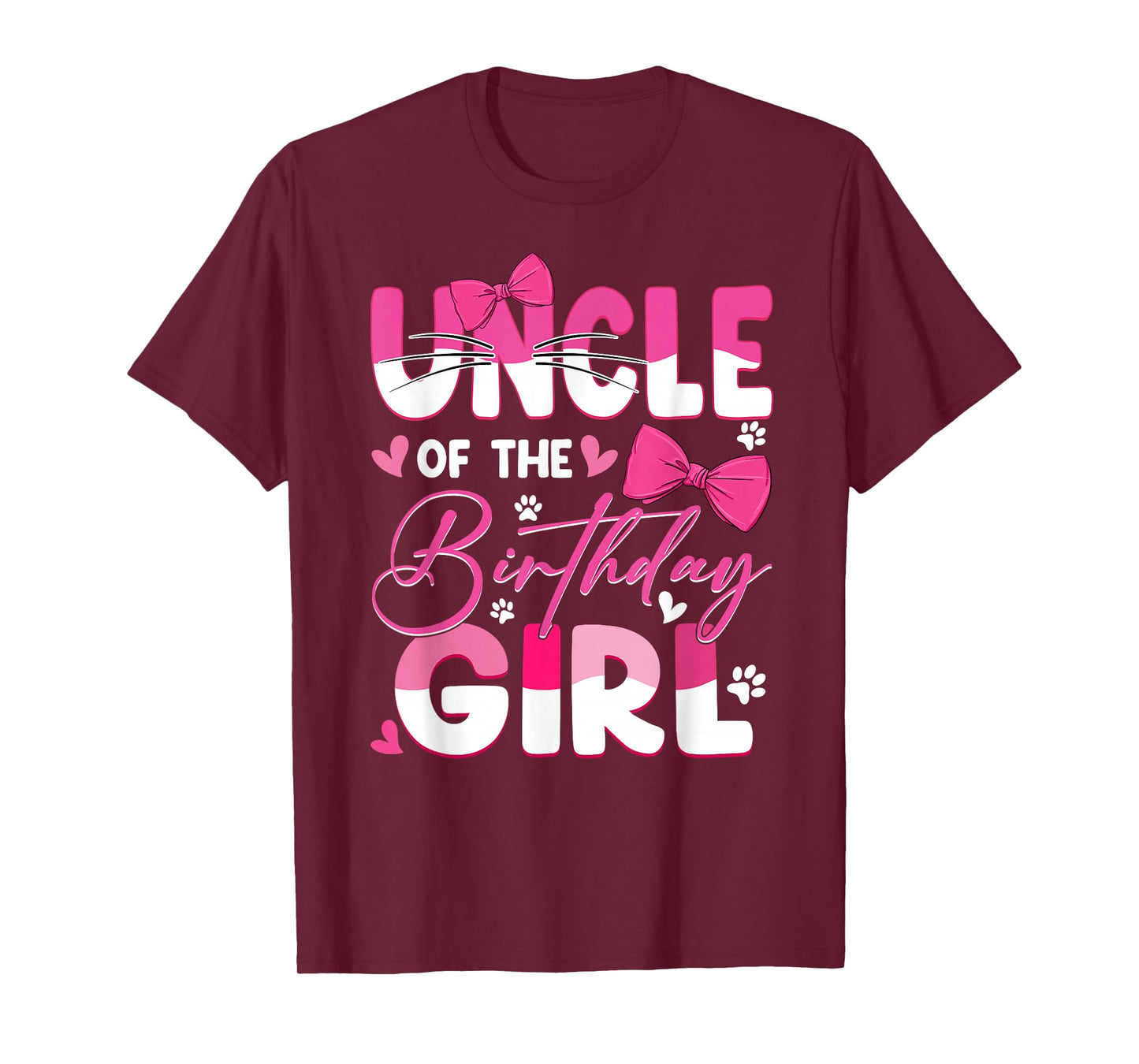 Uncle Of The Birthday Girl Cat Kitty Family Matching T-Shirt