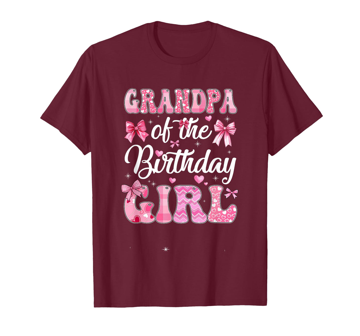 Grandpa Of The Birthday Girl Family Pink Coquette Bow T-Shirt