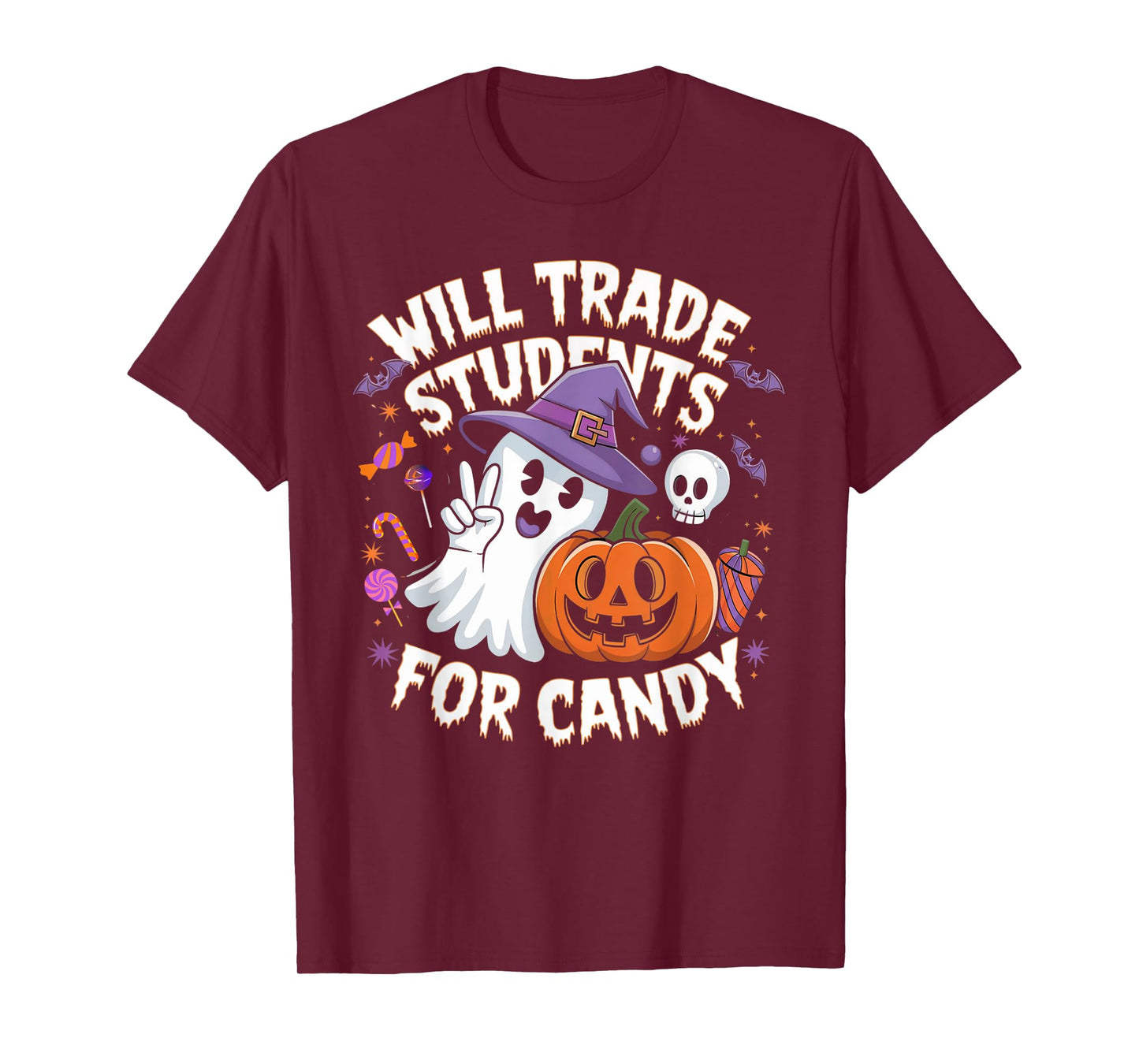 Will Trade Students For Candy Funny Halloween Teacher T-Shirt