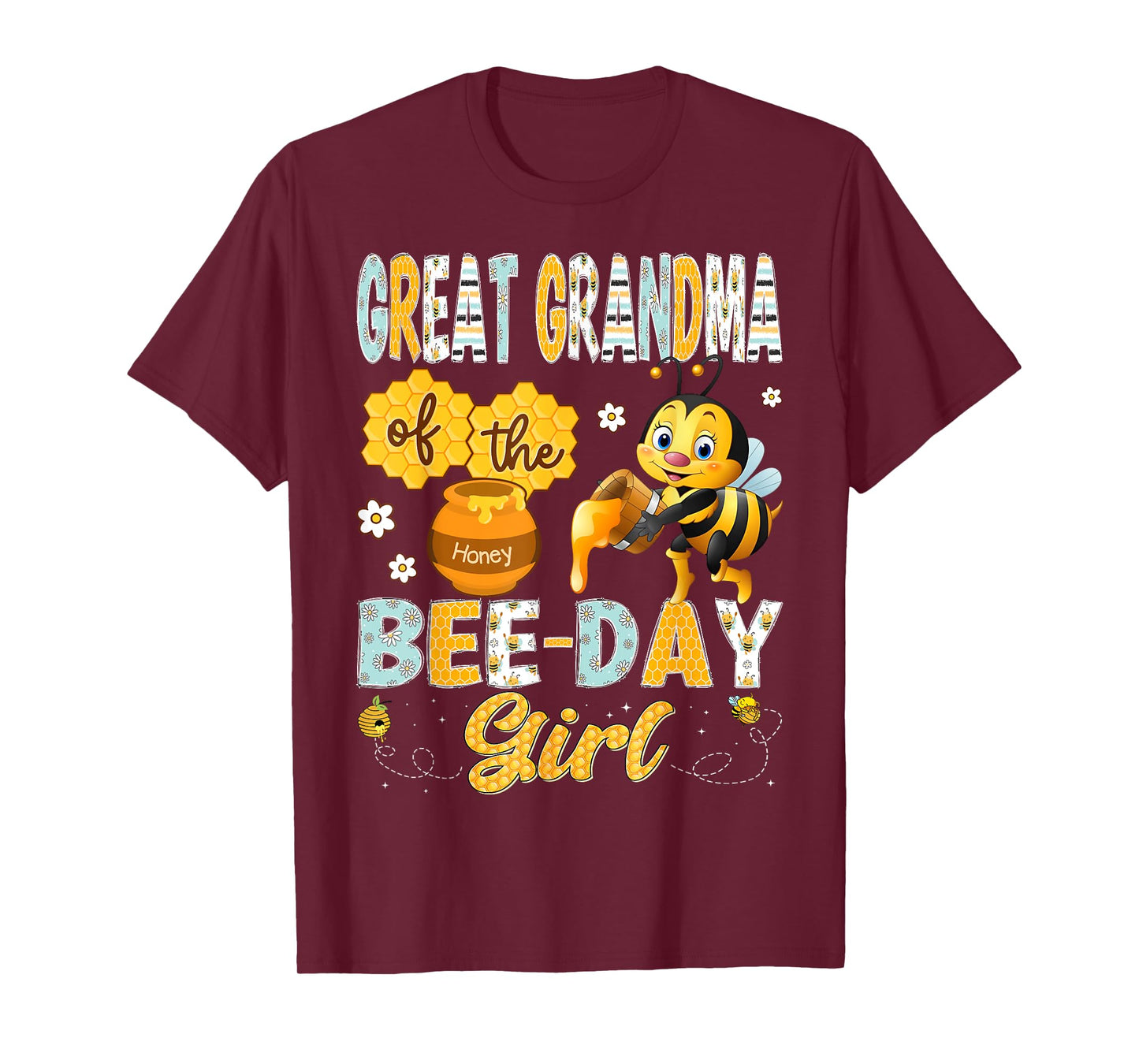 Great Grandma Of The Bee-Day Girl Funny Bee Birthday Girl T-Shirt