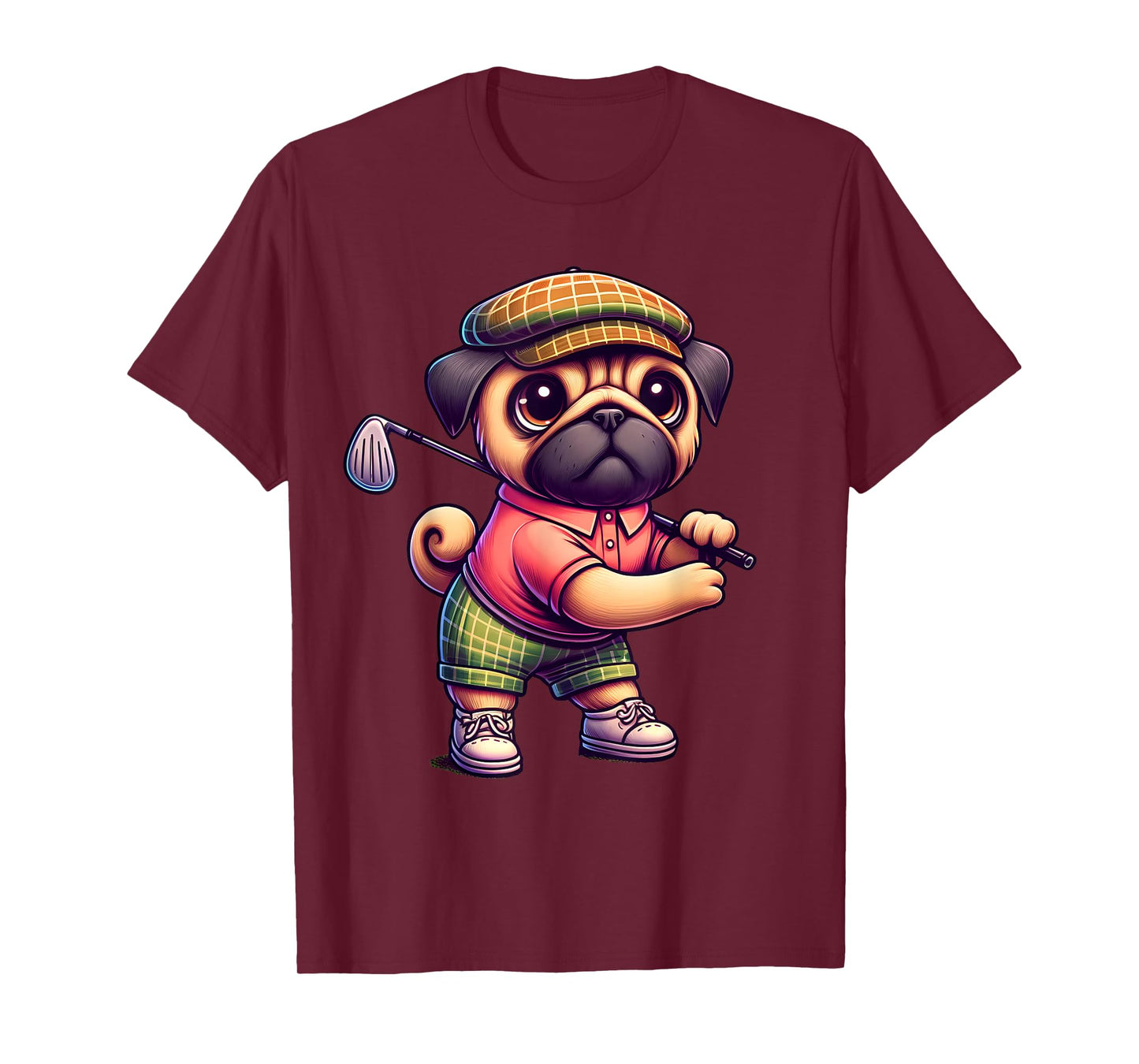 Cute Pug Playing Golf Golfer Golfing Sport Men Women Kids T-Shirt