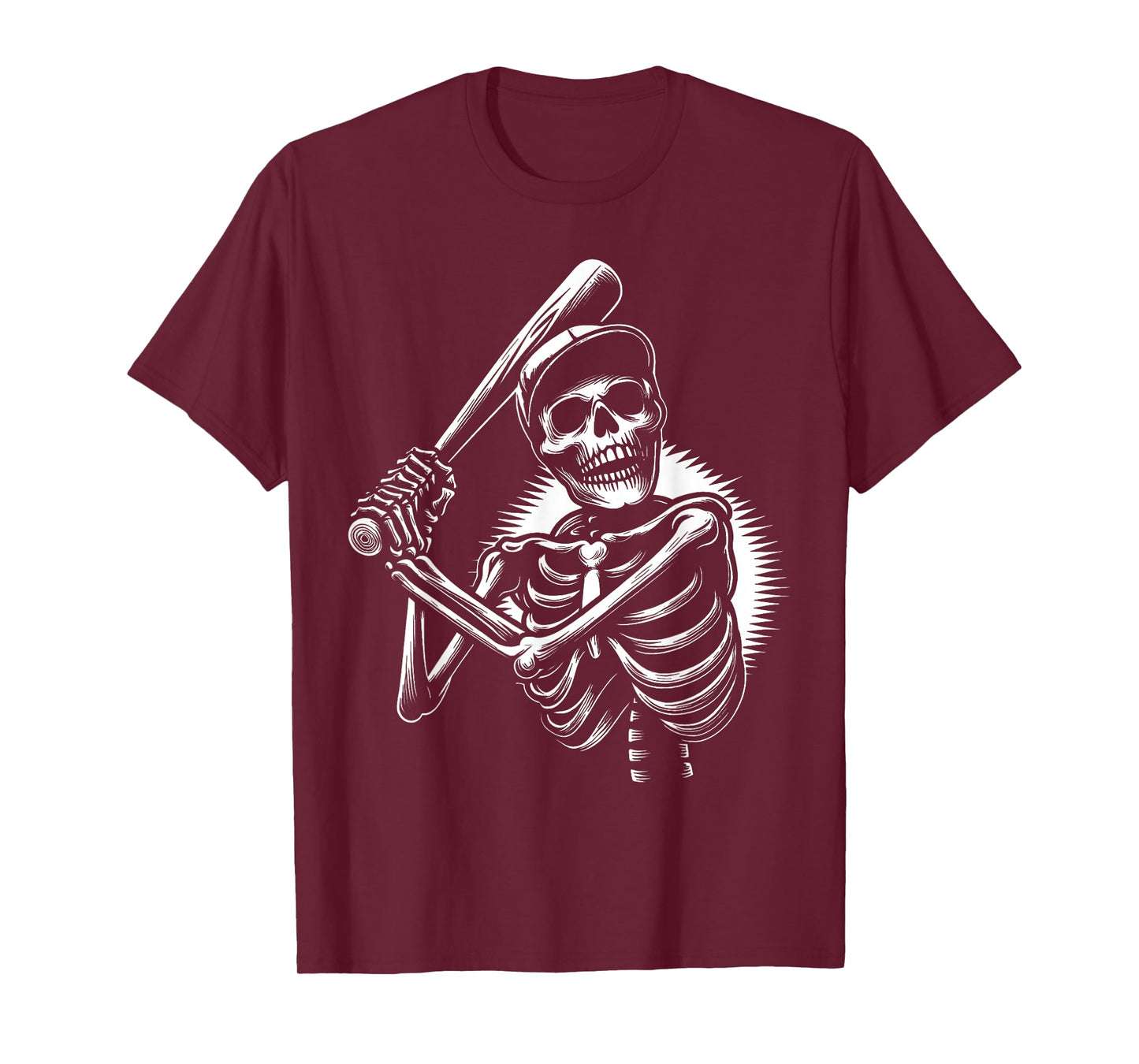 Baseball Skeleton Playing Baseball Halloween Skull Lover T-Shirt