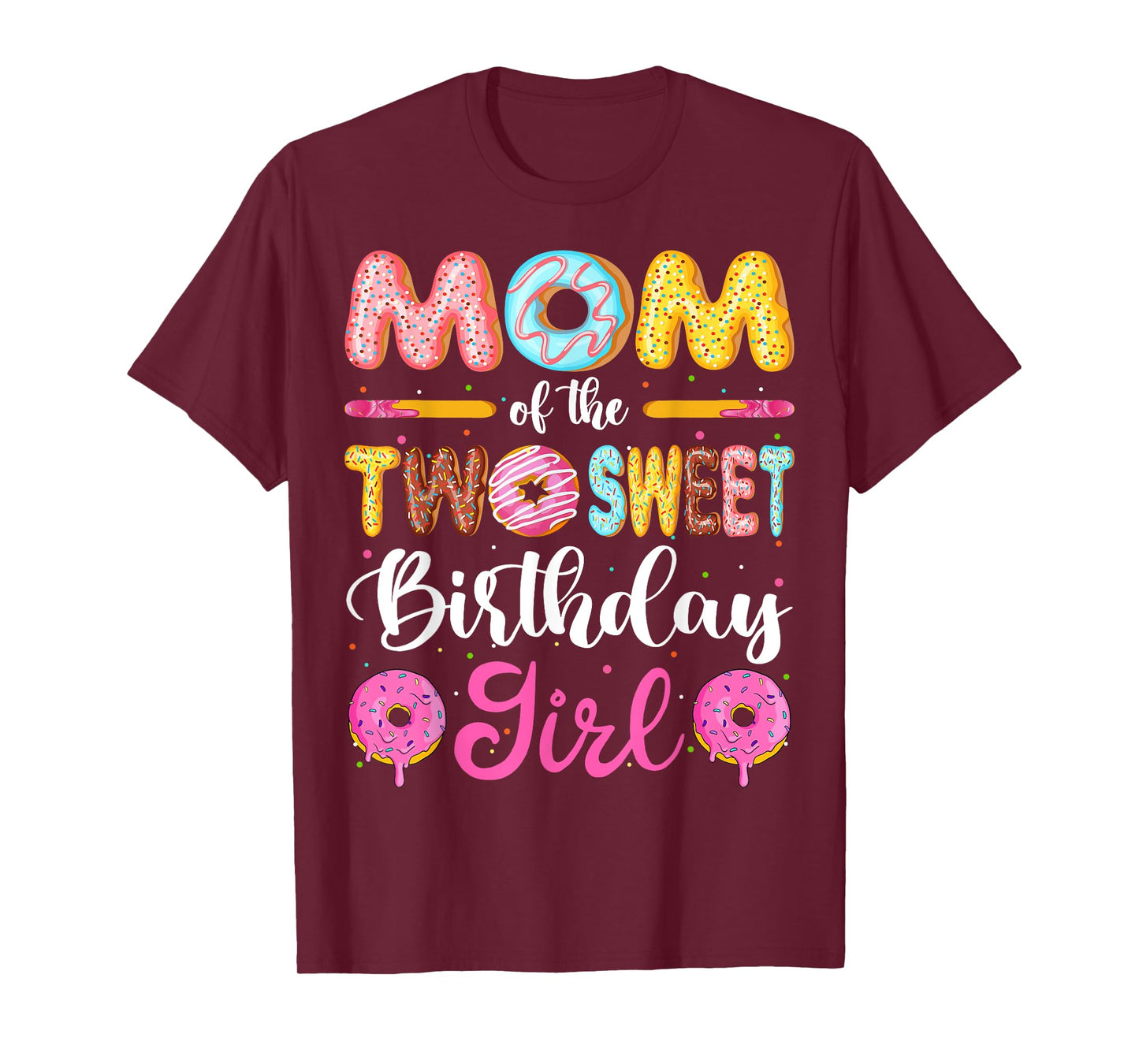 Mom Of The Two Sweet Birthday Girl Donut 2nd Birthday T-Shirt
