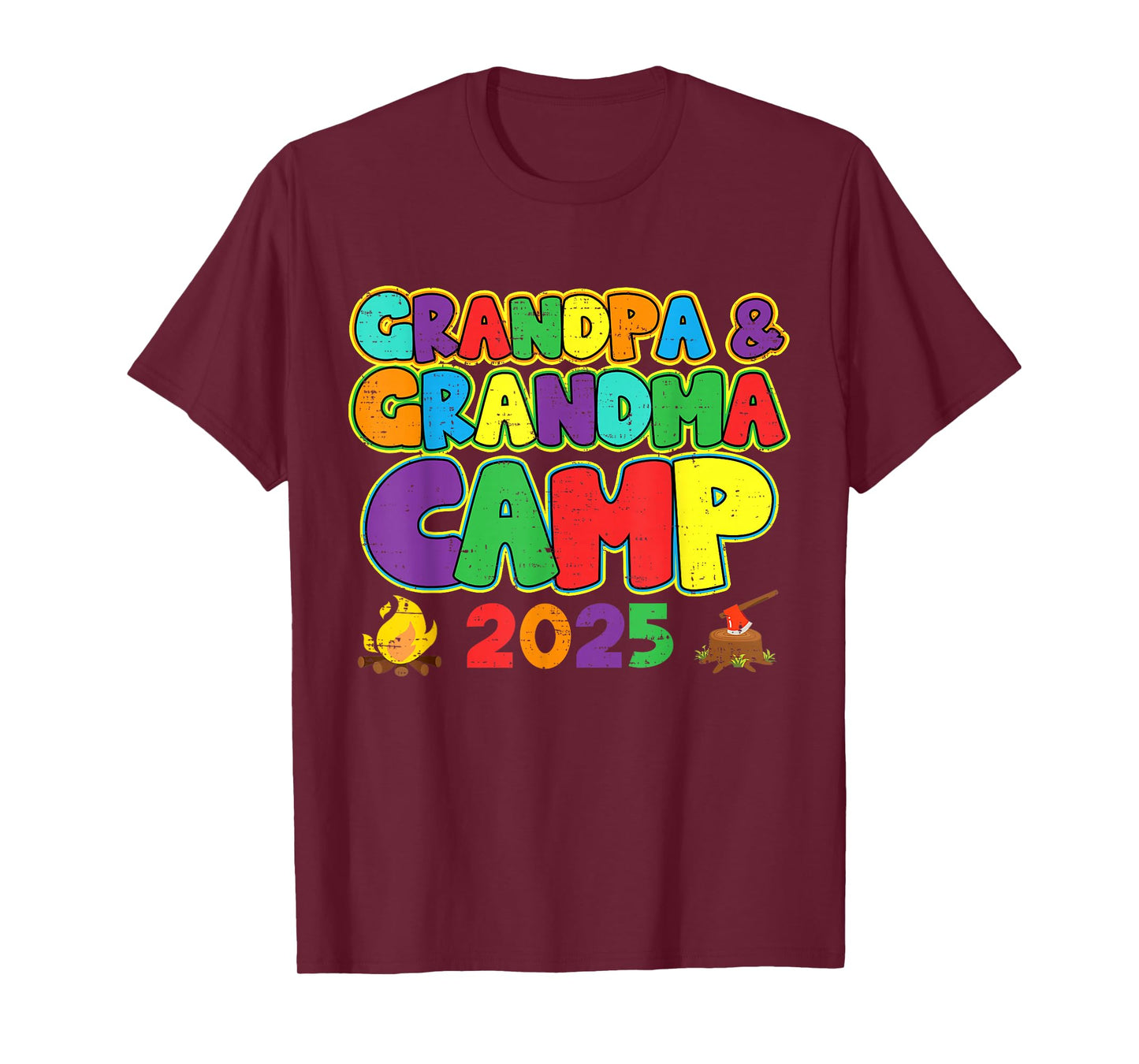 Grandpa & Grandma Camp 2025 Summer Camping Vacation T-Shirt