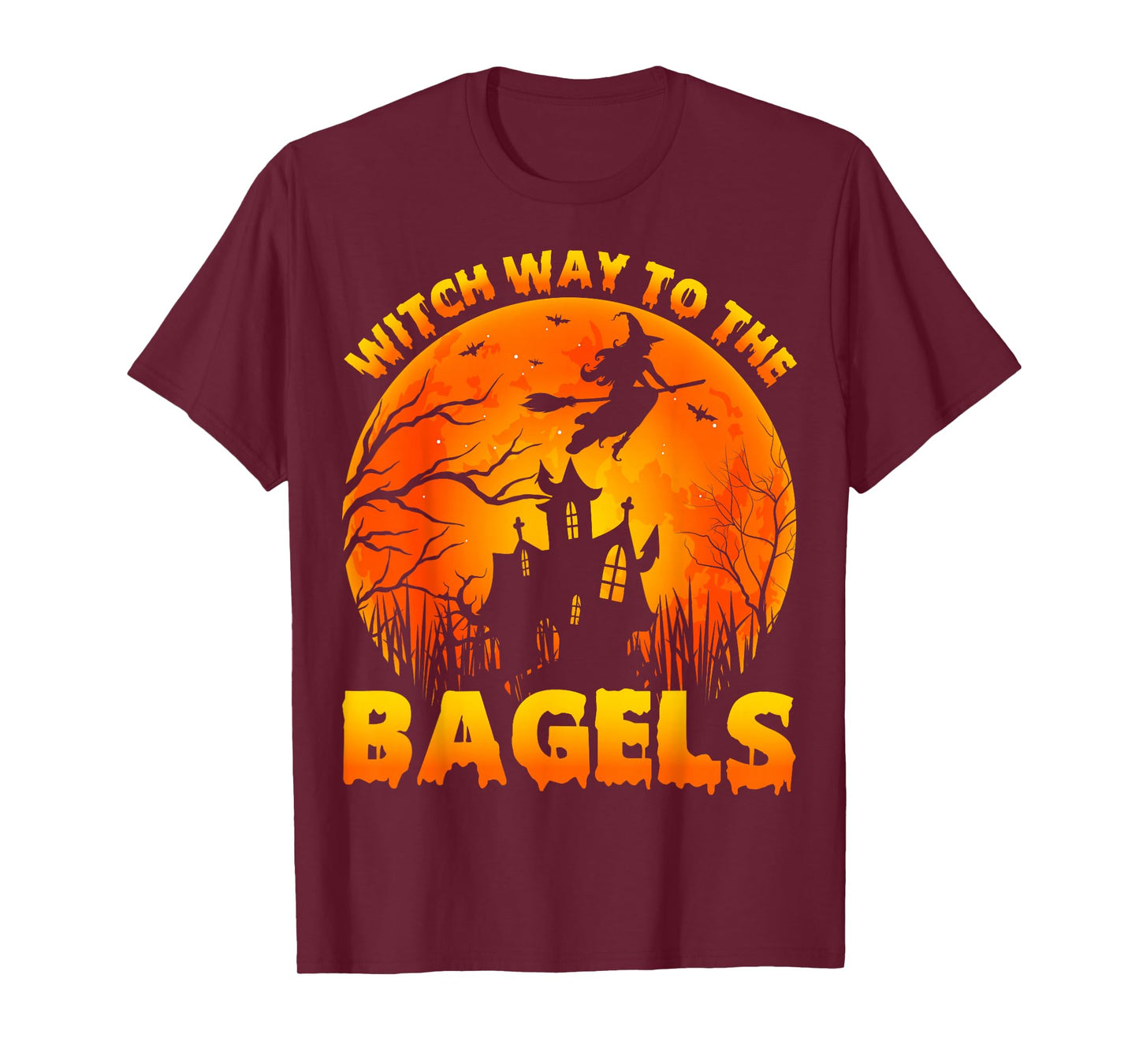 Witch Way to the Bagels - Halloween Witch Bagel Lover Pun T-Shirt