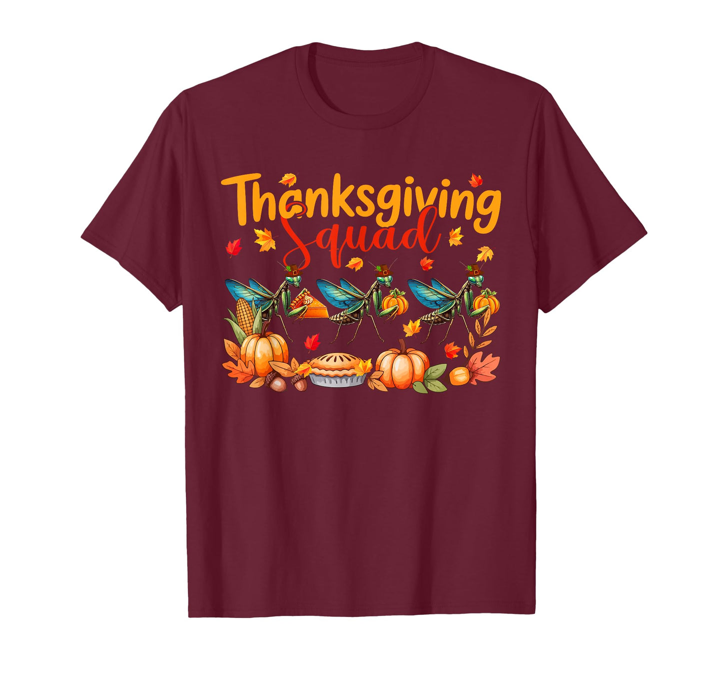 Thanksgiving Squad Three Cute Mantises Costume Pilgrim T-Shirt