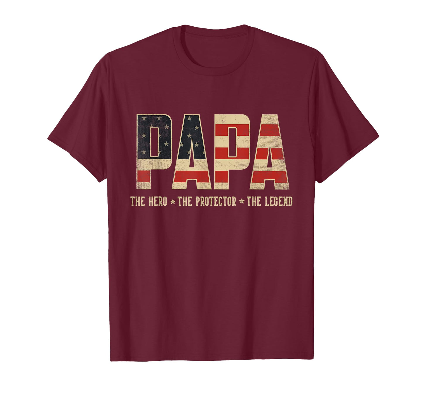 Papa Protector Hero Legend USA Flag Papa Father's Day T-Shirt