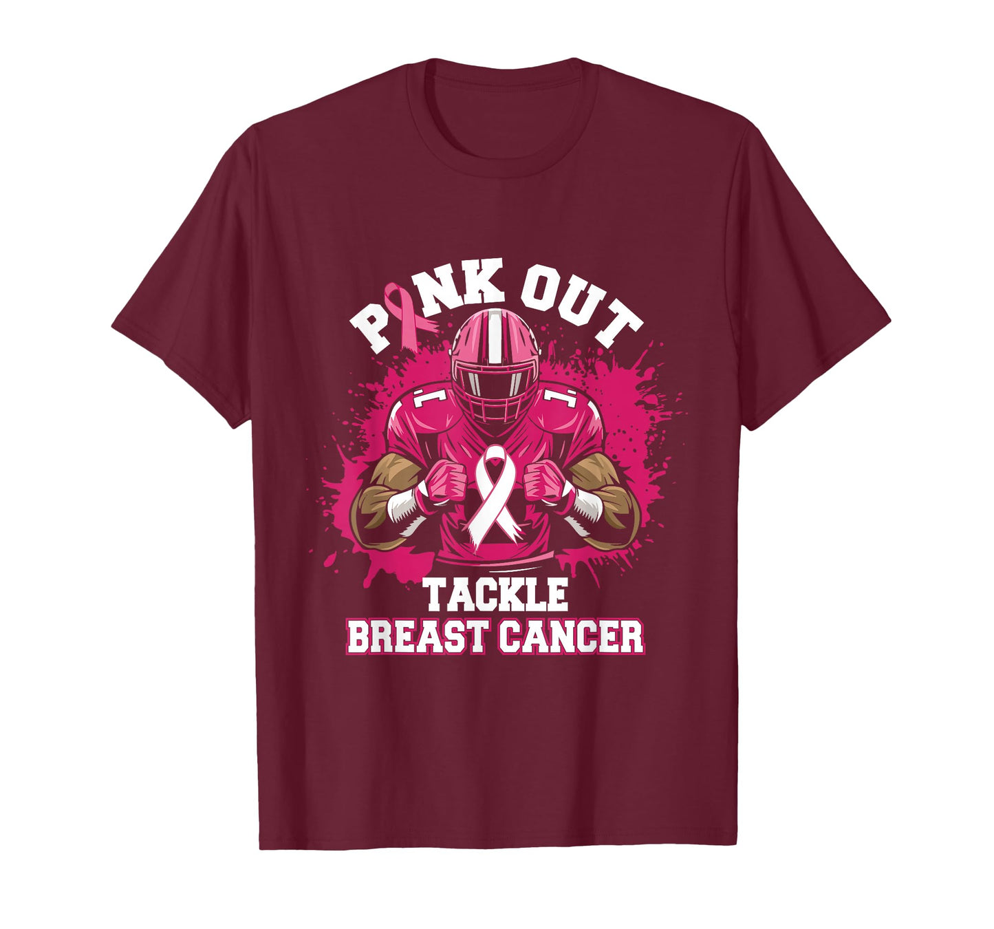 Football Pink Out Tackle Breast Cancer Awareness Graphic T-Shirt