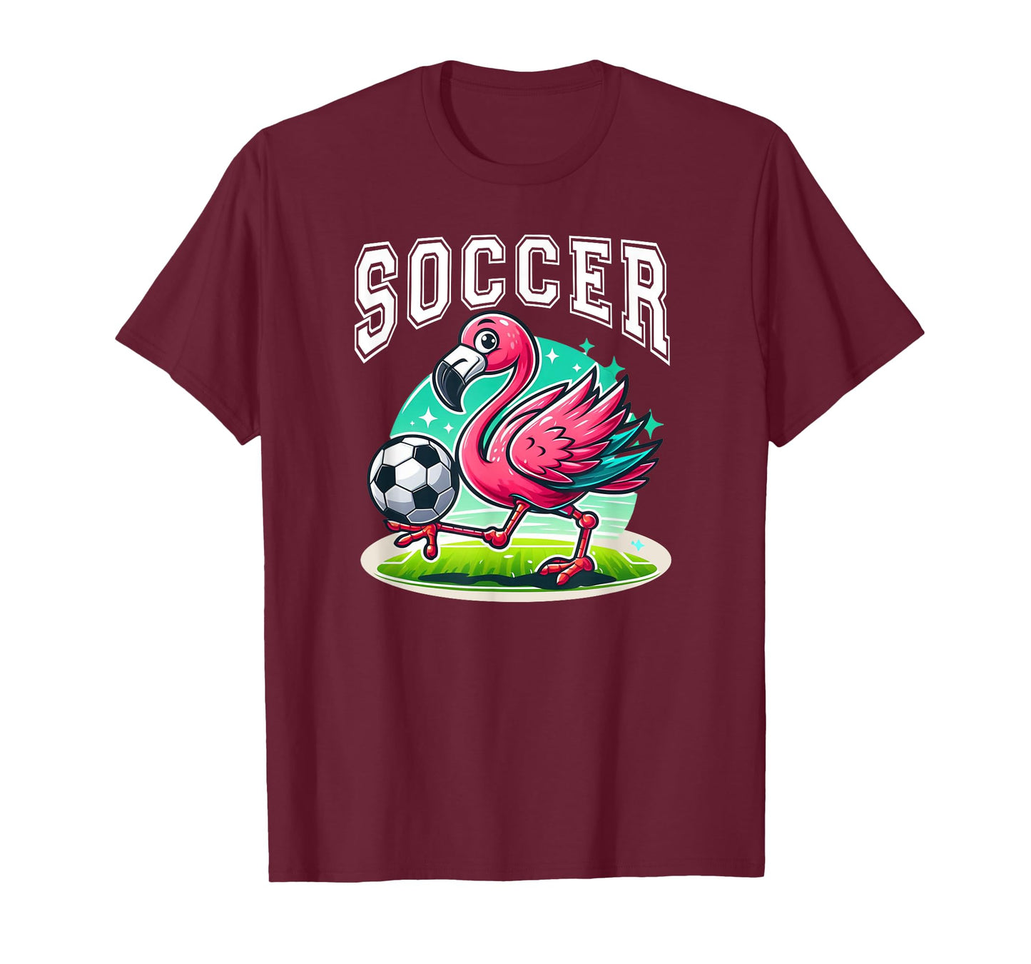 Pink Flamingo Playing Soccer T-Shirt