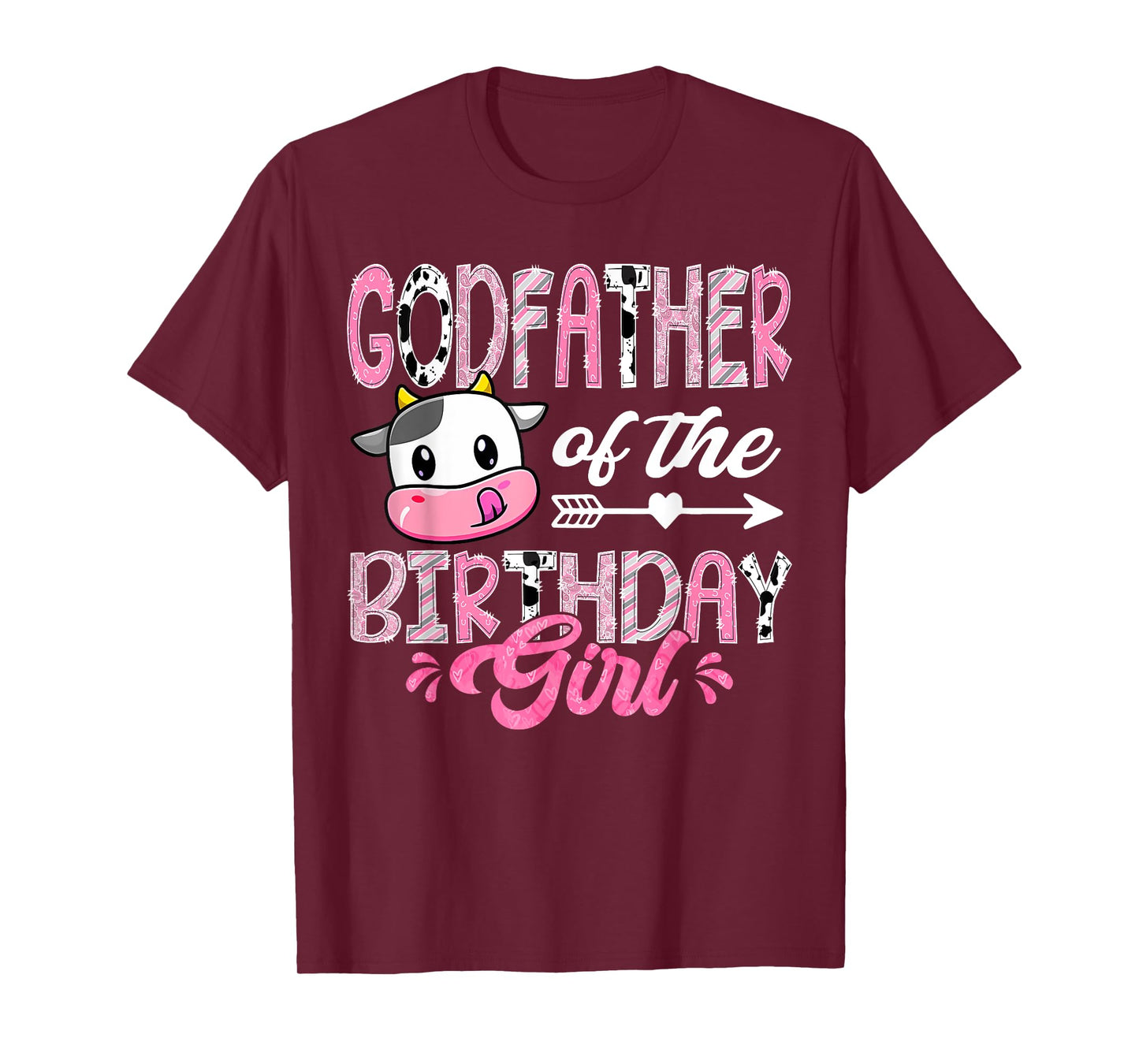 GodFather Of The Birthday Girl Pink Farm Cow 1St Birthday T-Shirt