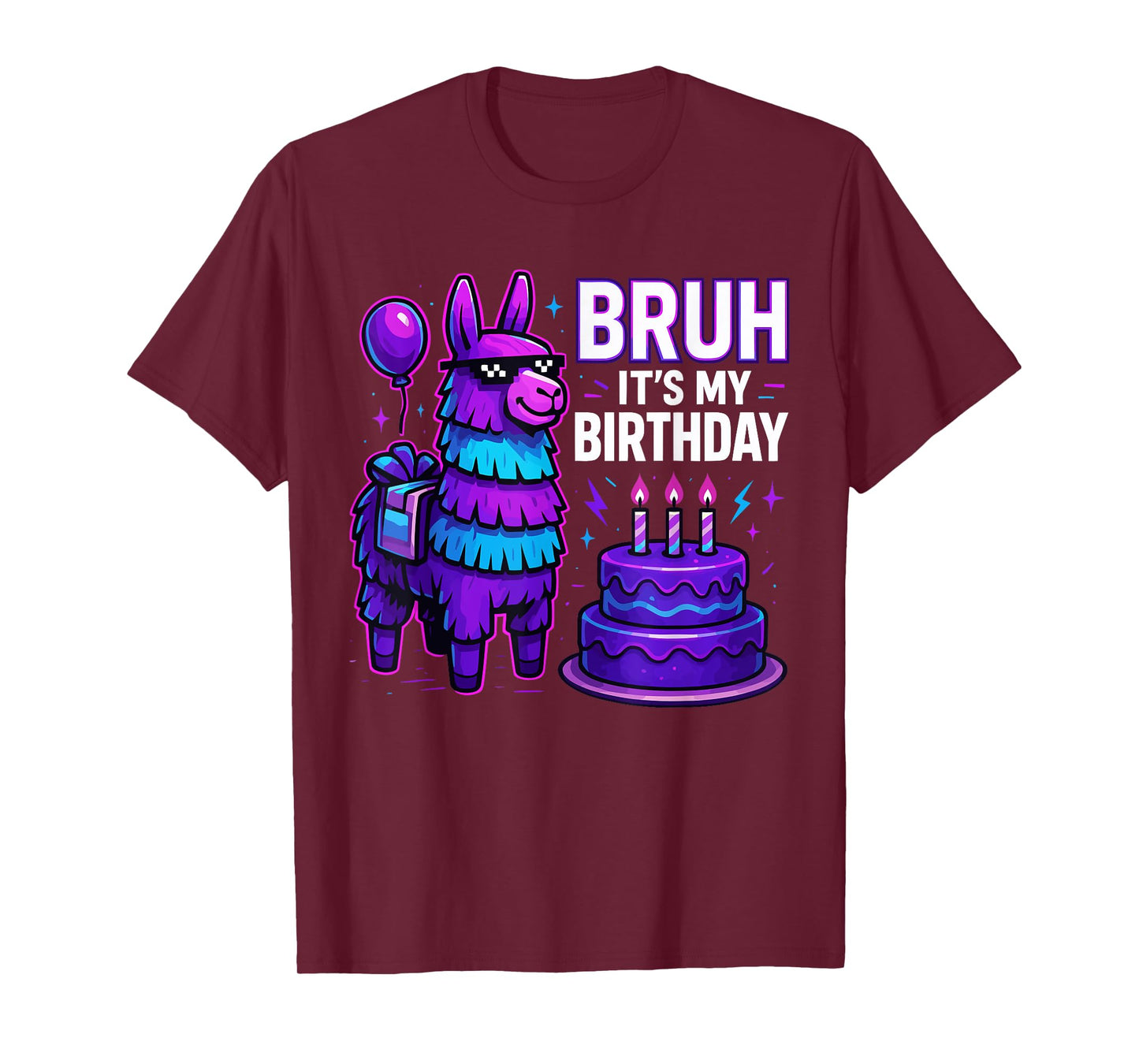 Bruh Its My Birthday Llama Pinata Family Bday Party Kids T-Shirt