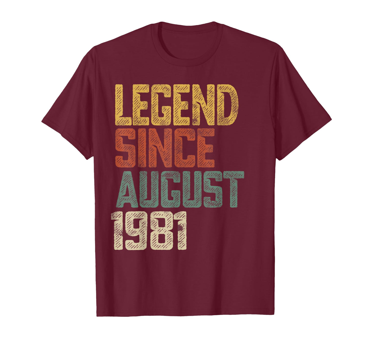 Legend 1981 44 Year Old Men Women Since August 44th Birthday T-Shirt