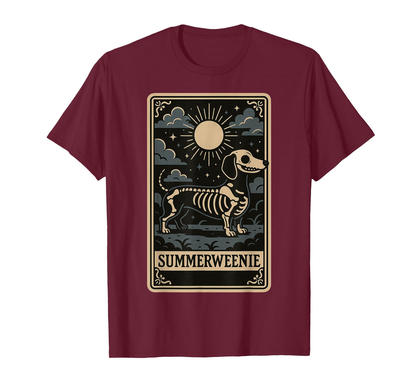 Dachshund Skeleton Summerween Dog Art Vintage Style T-Shirt