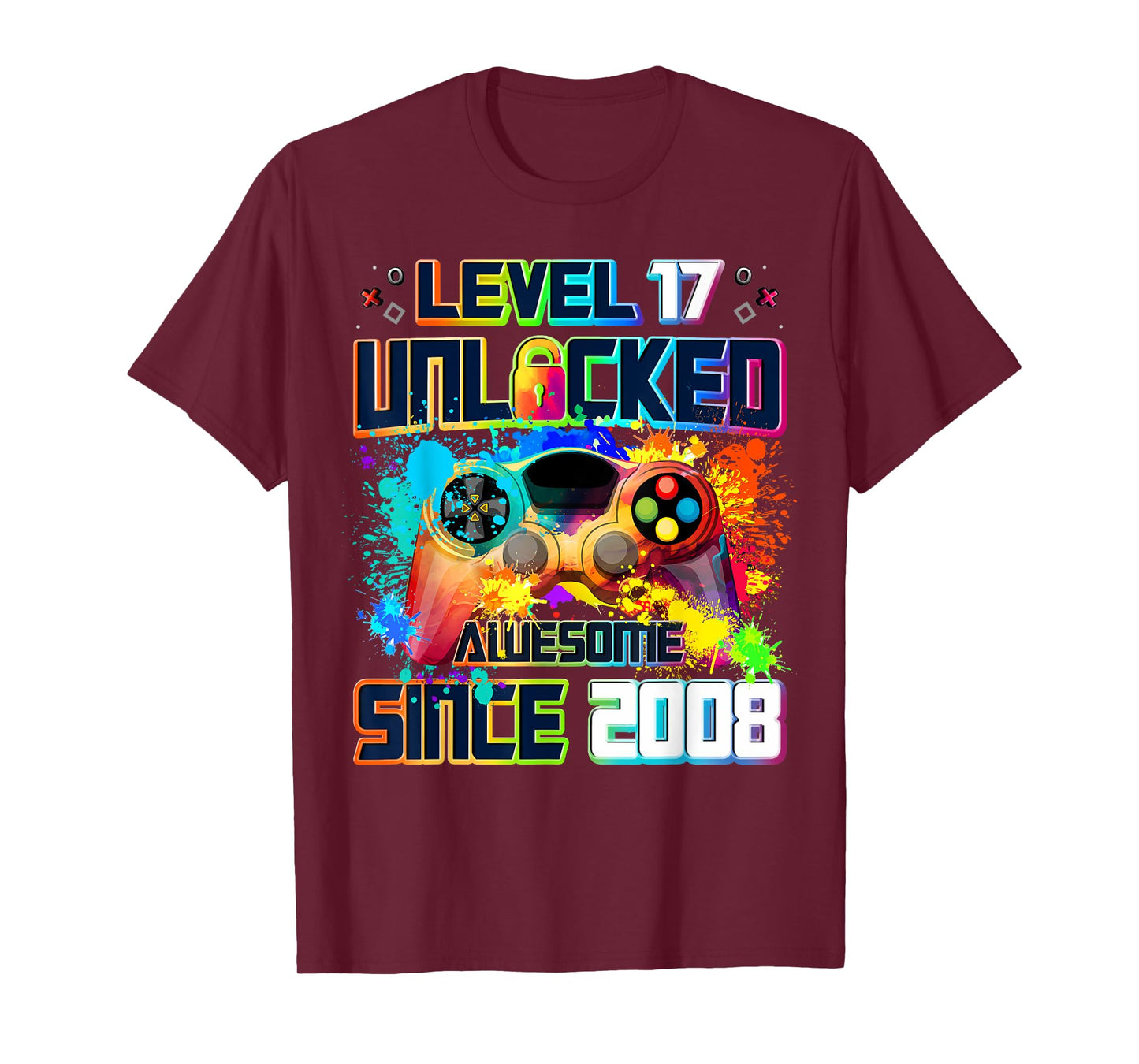 Level 17 Unlocked 17 Year Old Video Gamer 17th Birthday Gift T-Shirt