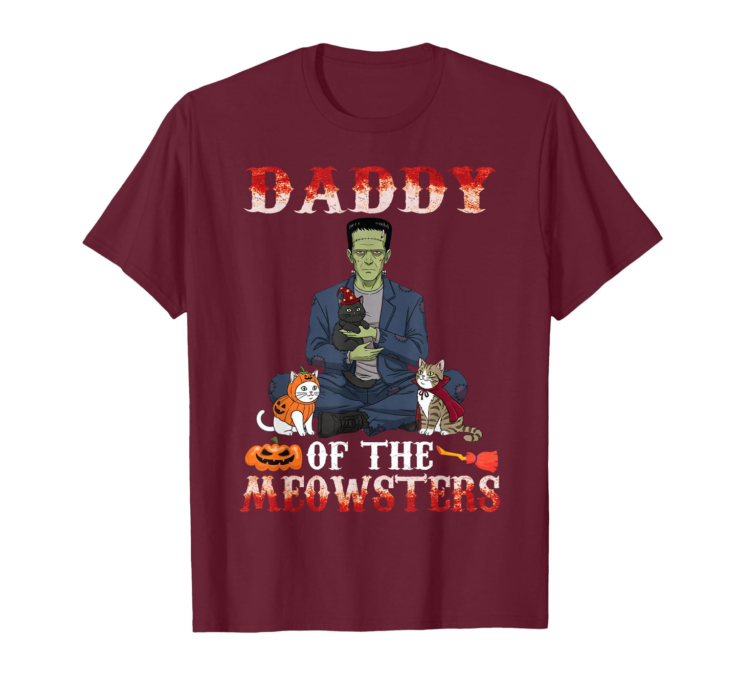 Happy Daddy of The Meowsters Halloween Cat Father Costume T-Shirt