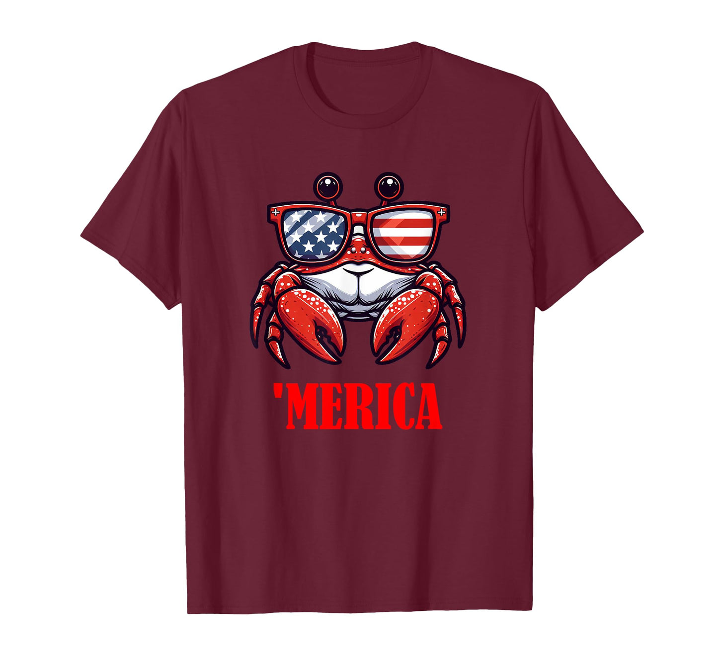 crab Merica 4th of July US Flag Patriotic T-Shirt for Women Kids Men