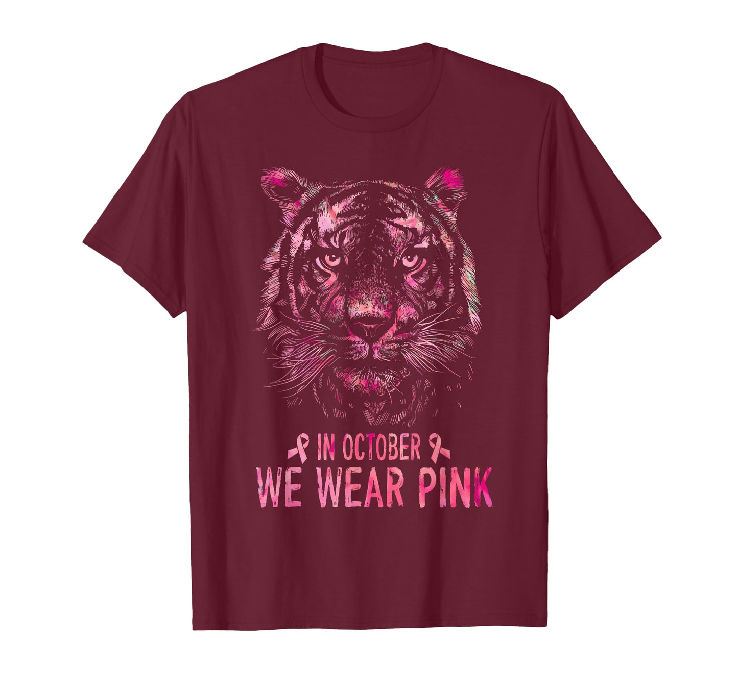 Tiger In October We Wear Pink Breast Cancer Awareness 2022 T-Shirt