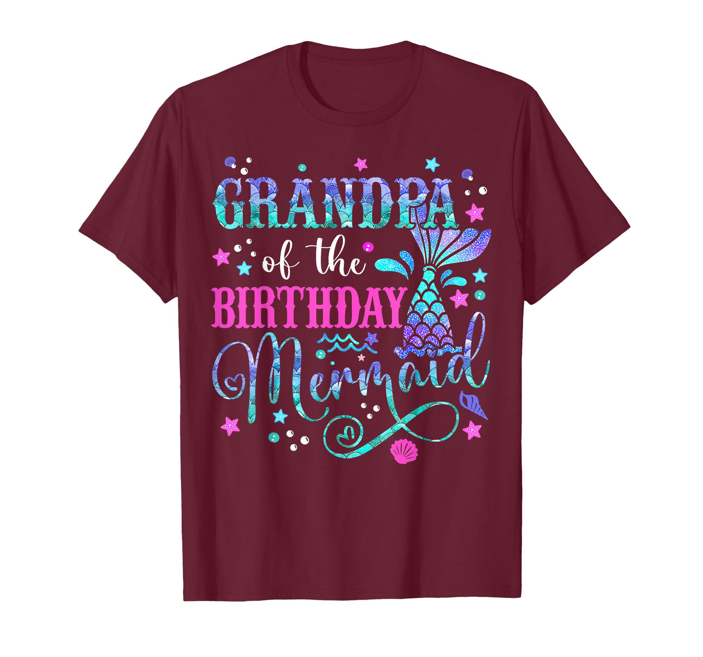 Grandpa Of The Birthday Mermaid Girl Bday Party Squad Family T-Shirt