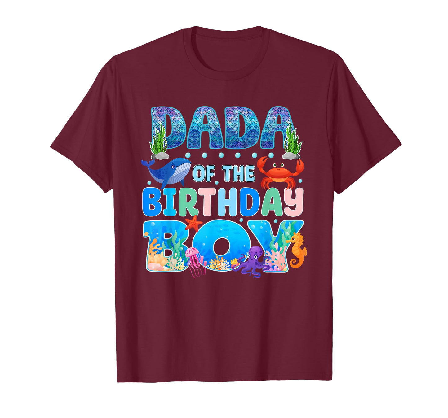 Dada of The Birthday Boy Aquarium Sea Animals Matching T-Shirt