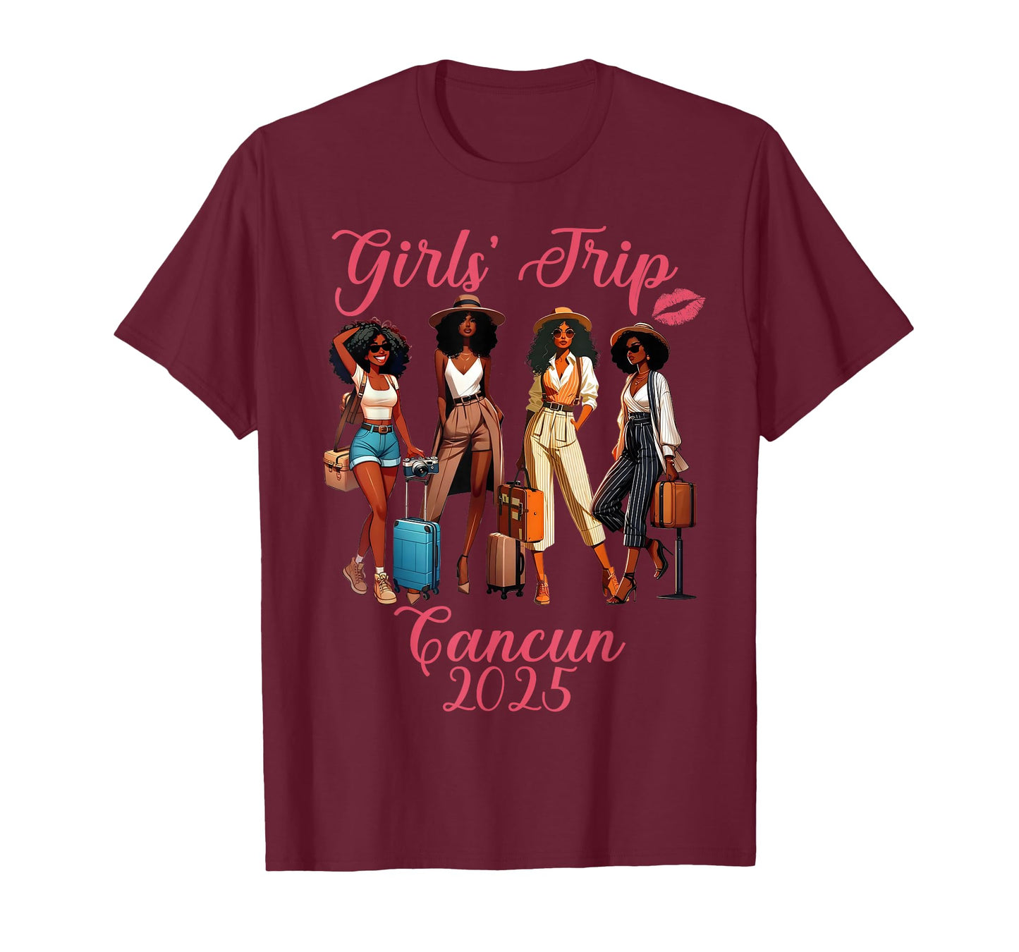 Cancun Girls Trip 2025 Black Girls Birthday Squad Vacation T-Shirt