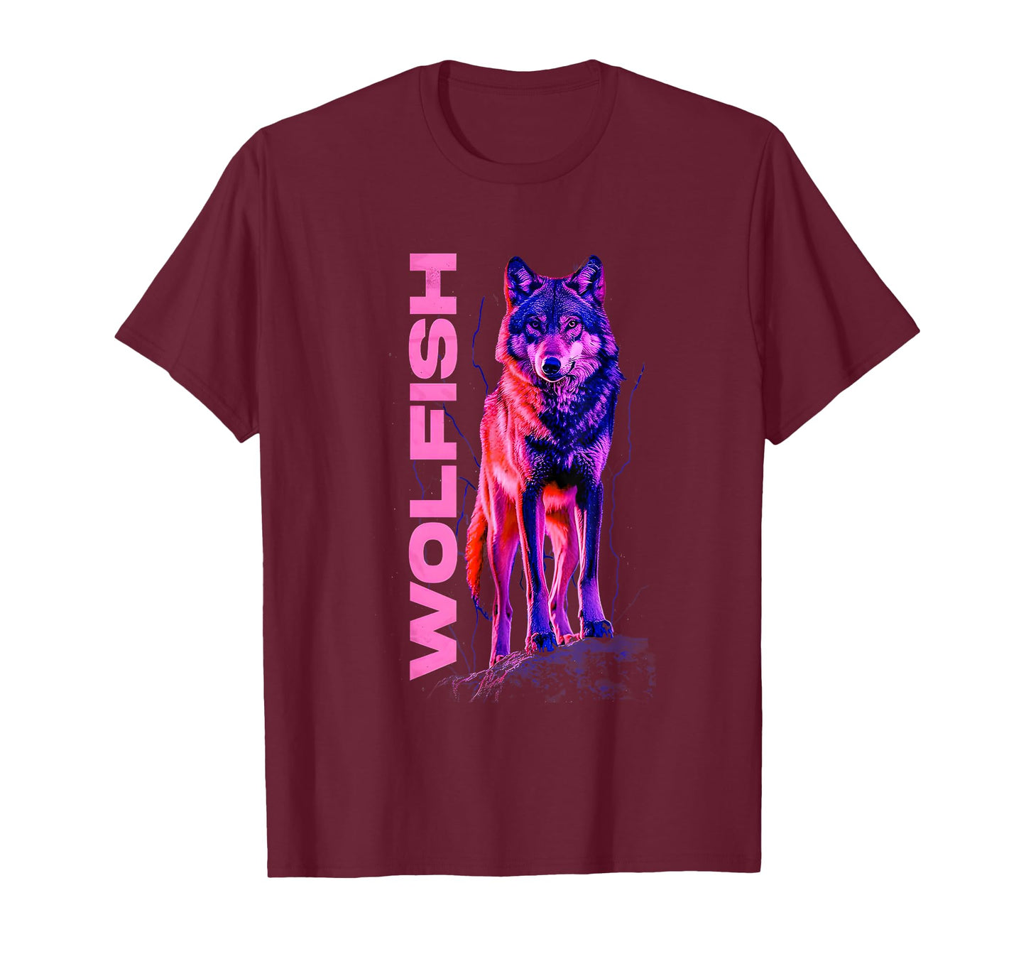 Wolfish Purple Wolf Wolves Under Moon Wildlife Wolves Lovers T-Shirt