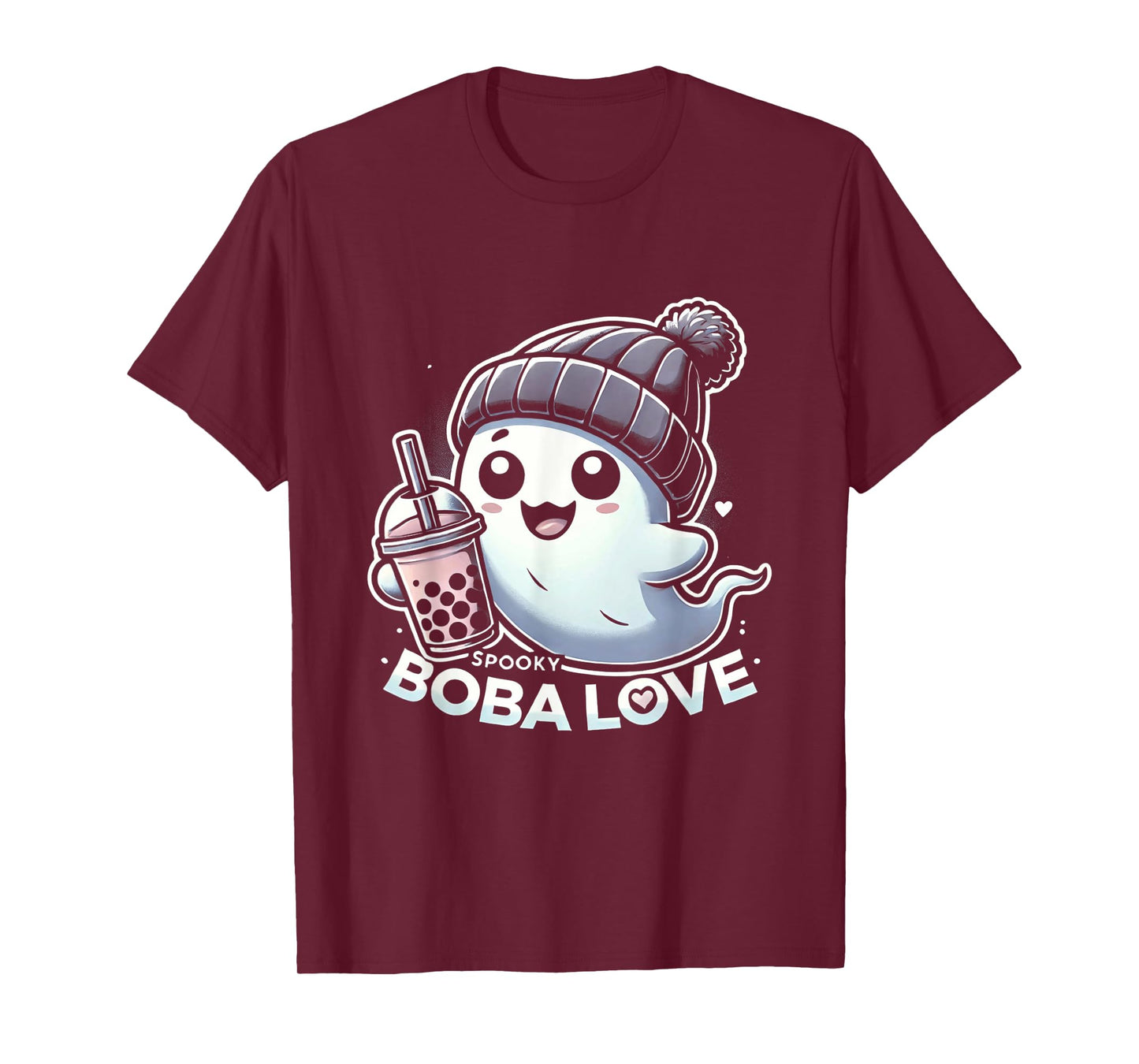 Spooky Cute Ghost and Boba Tea Love Halloween Kids T-Shirt