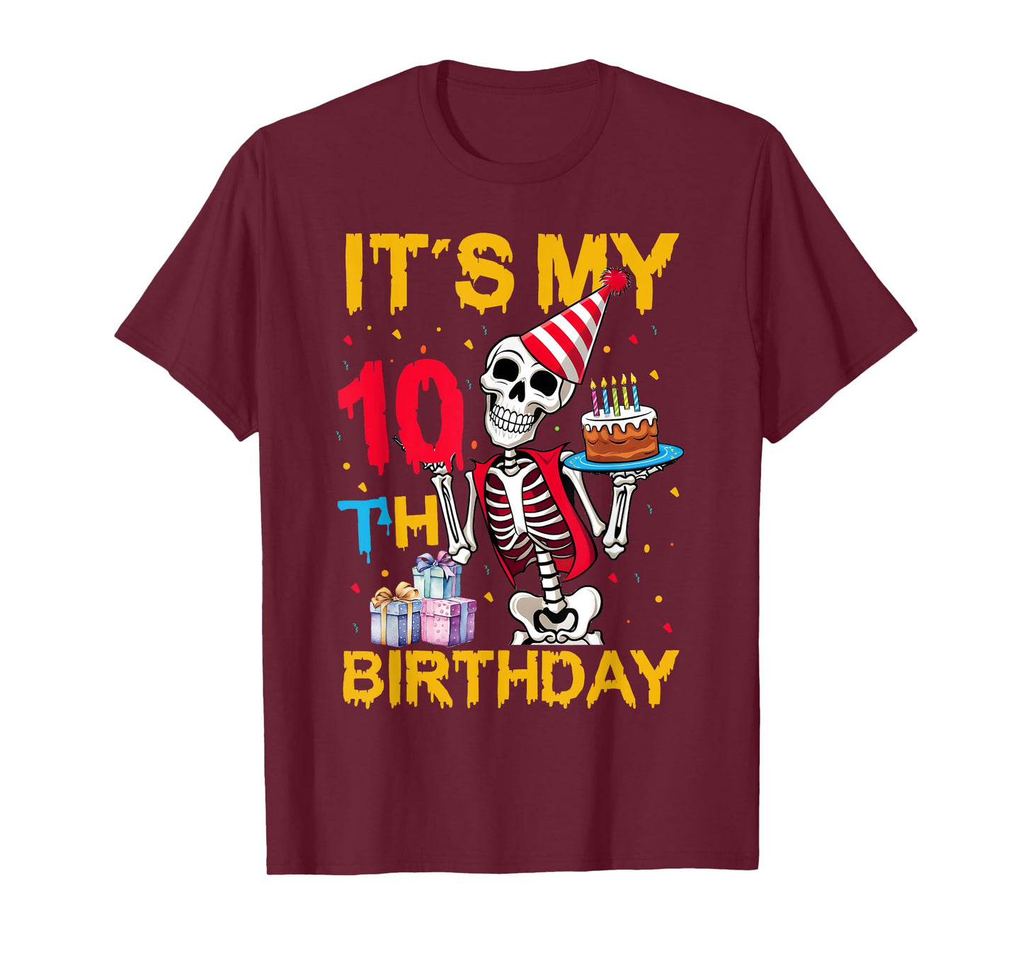 It's My 10th Birthday Party Halloween Skeleton Birthday T-Shirt