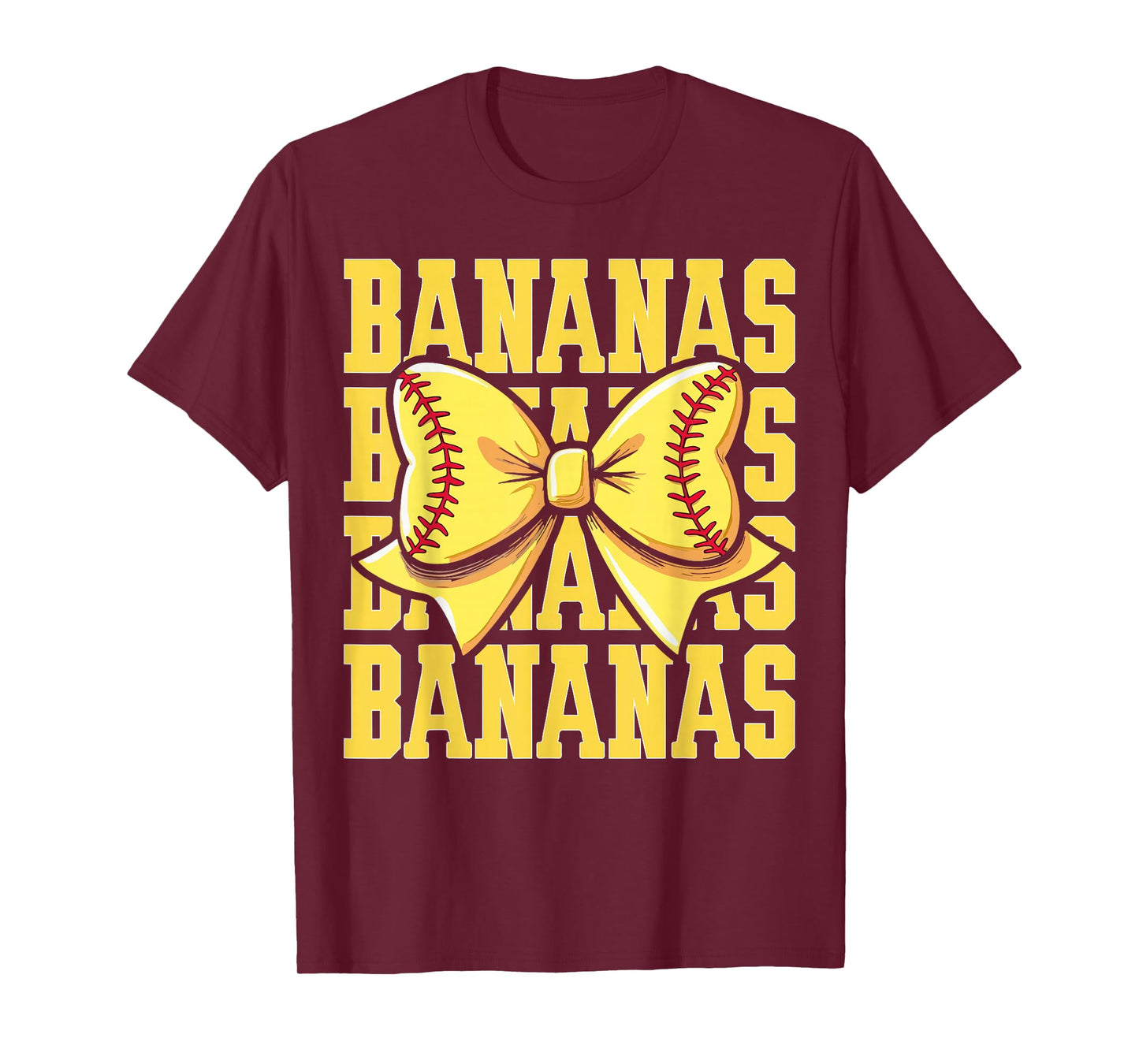 Retro Bananas Last Name Coquette Bow Women Kids Girls T-Shirt