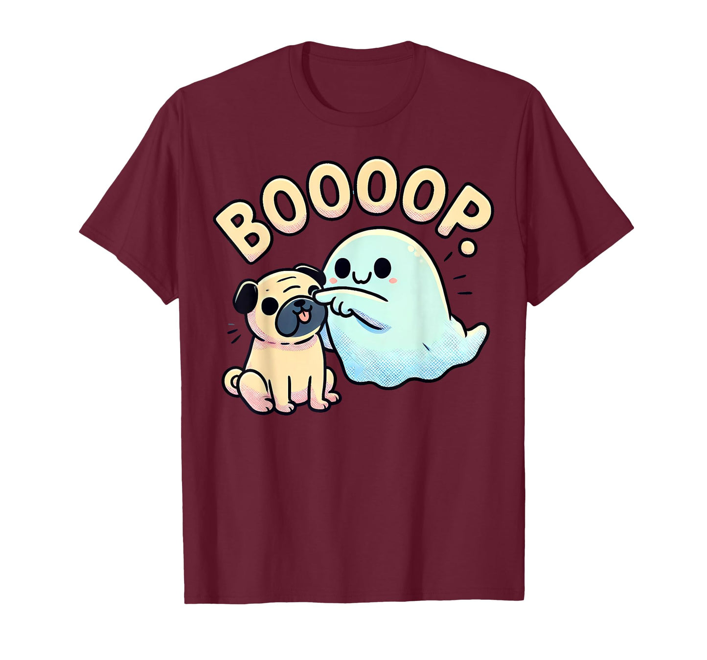 Funny Halloween Ghost Pug Boop Silly Puppy Dog Humor Men Women Kids T-Shirt