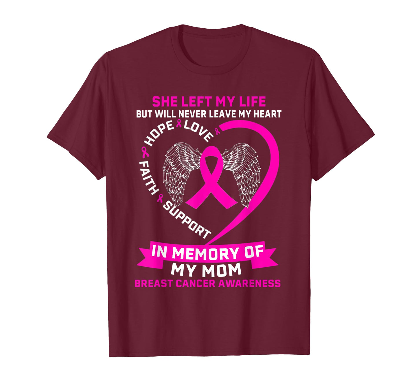 In Memory Of My Mom Breast Cancer Awanress Heart T-Shirt