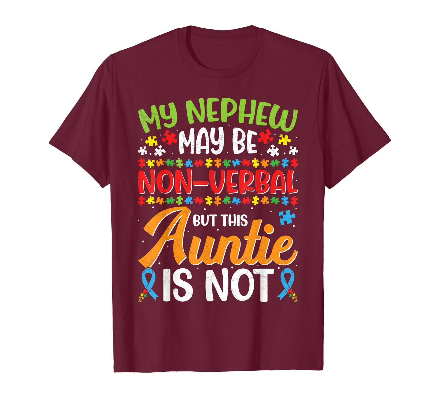 Proud Autism Aunt Autistic Nephew Autism Awareness Auntie T-Shirt