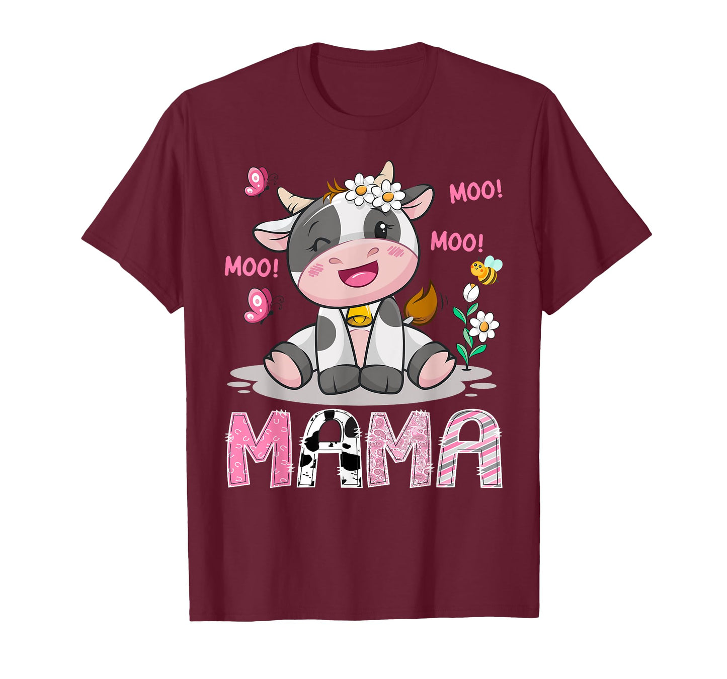 Mama Pink Farm Cute Cow Moo Moo Birthday Girl Matching T-Shirt