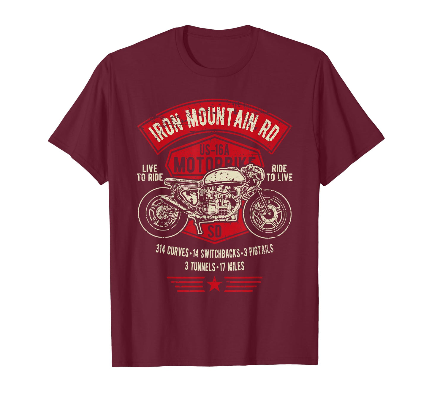 Iron Mountain Road US-16A South Dakota Motorcycle Design T-Shirt