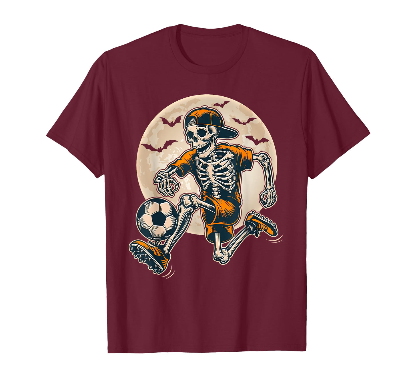 Funny Skeleton Soccer Men Boys Kids Halloween Costume T-Shirt