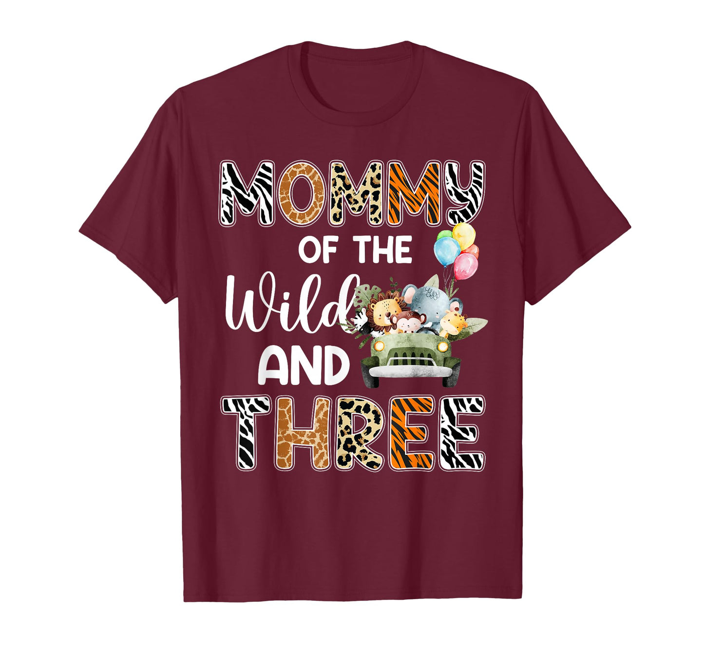 Mommy Of The Wild and Three 3 Birthday Zoo Safari Jungle T-Shirt