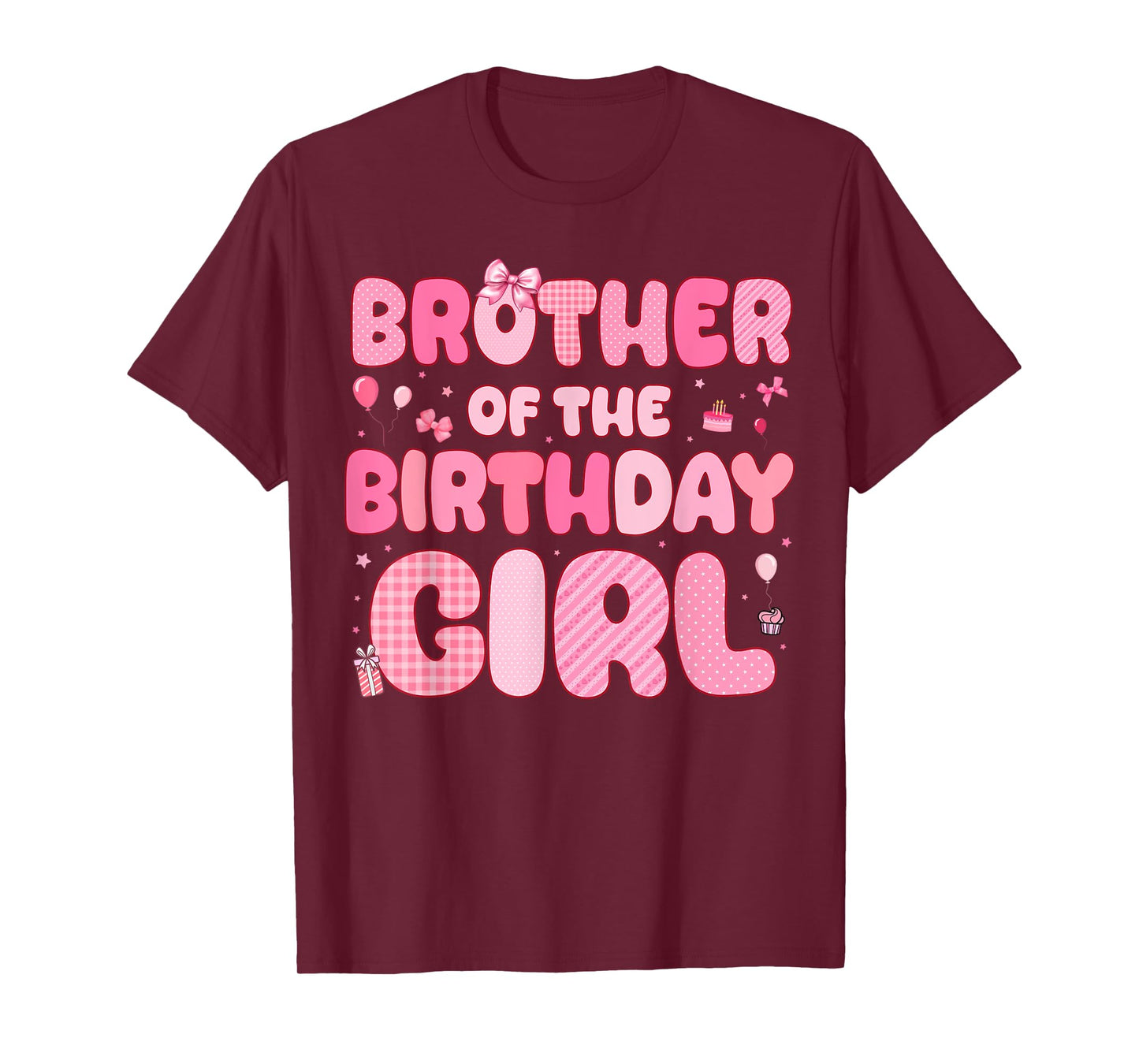 Brother of The Birthday Girl Pink Coquette Bow Bday Family T-Shirt