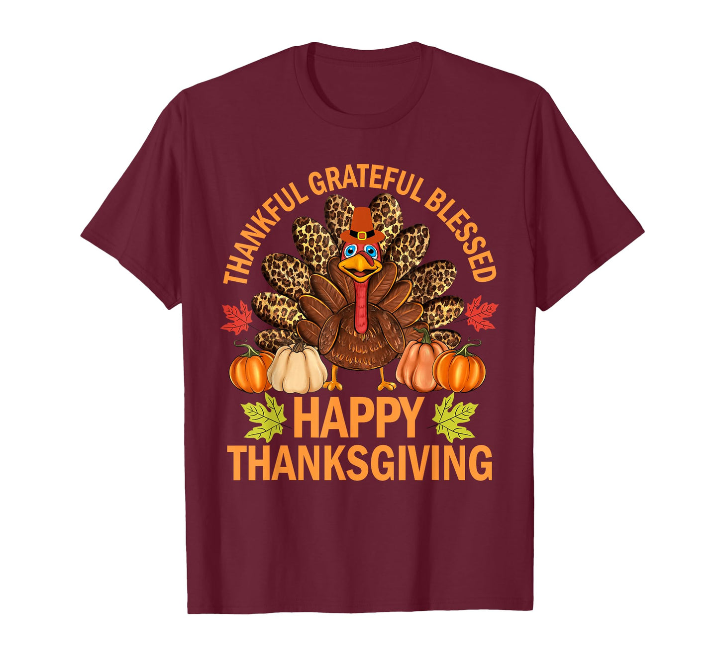 Happy Thanksgiving Funny Turkey Pumpkin Autumn Fall Family T-Shirt