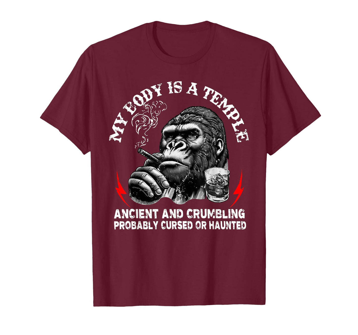 My Body is A Temple Ancient and Crumbling Monkey Funny Humor T-Shirt