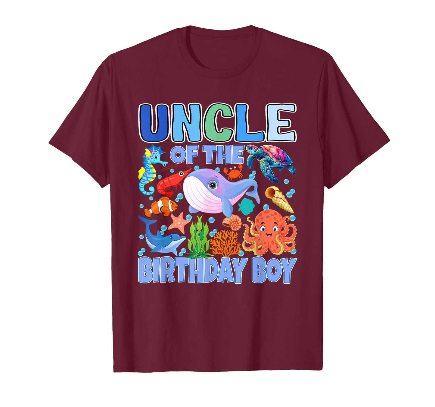 Uncle of The Birthday Boy Aquarium Sea Animals Matching T-Shirt