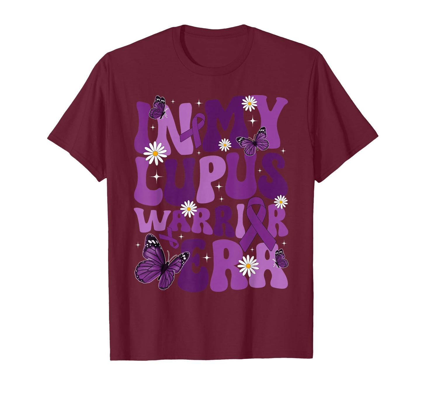 Retro Groovy In My Lupus Warrior Era Survivor Purple Ribbon T-Shirt