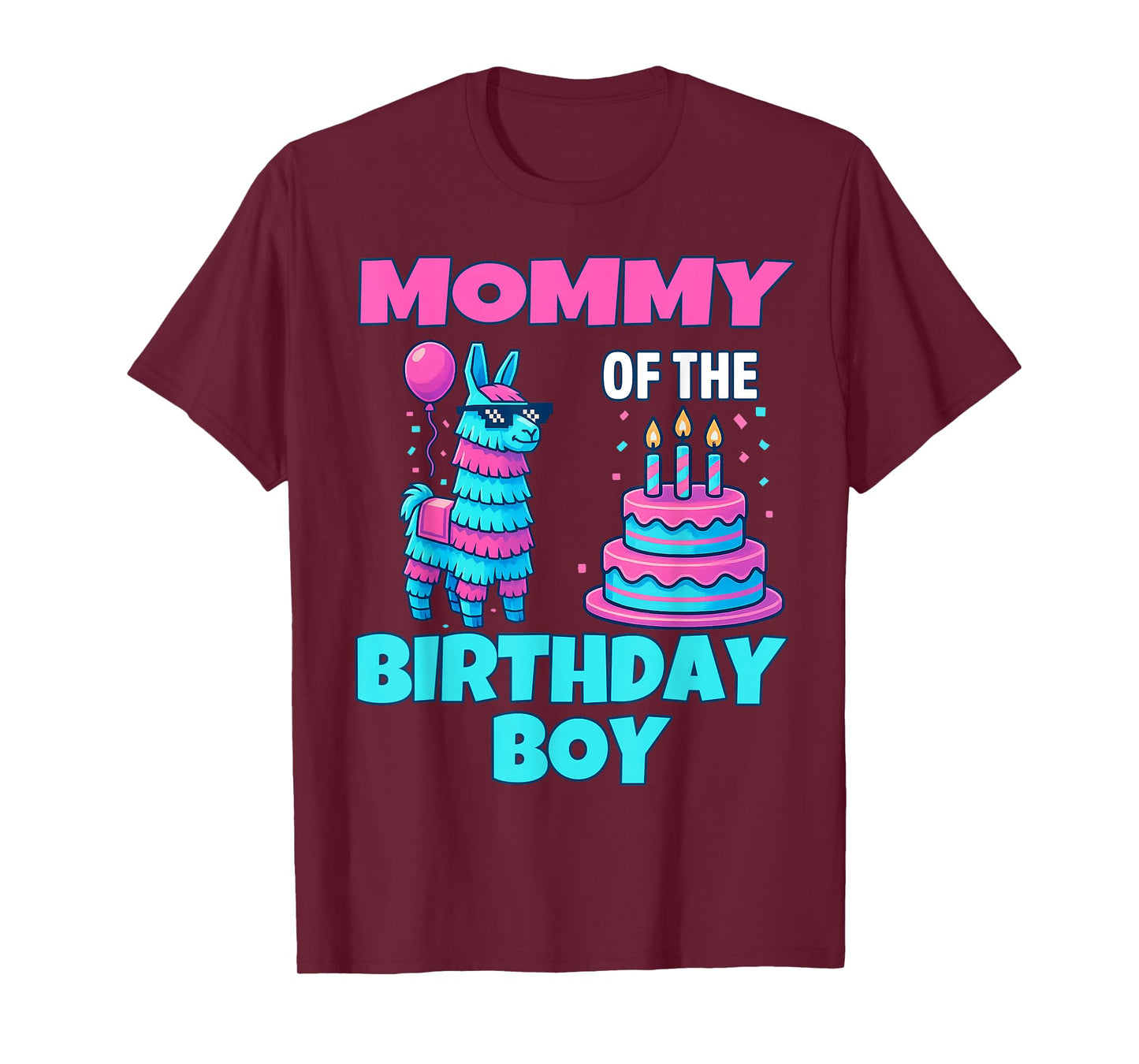 mommy Birthday Boy Llama Pinata Party family mathing women T-Shirt