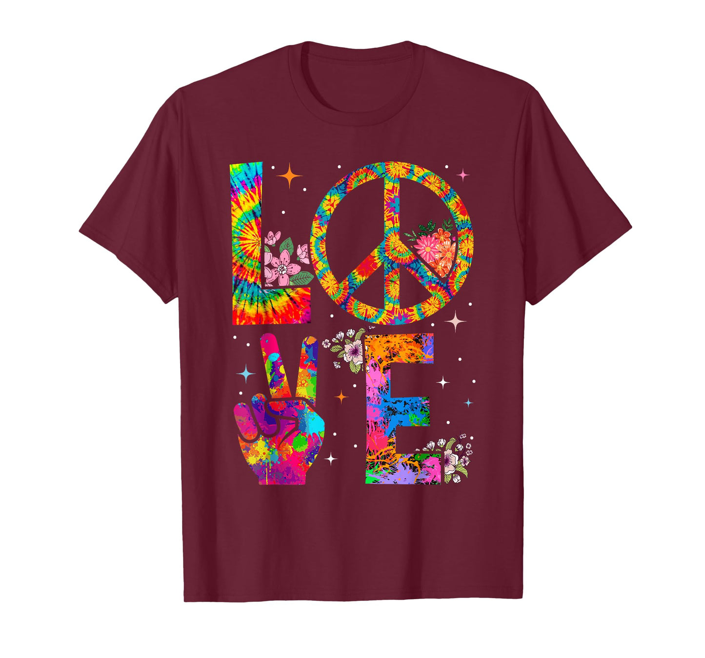 Peace Sign Love 60s 70s Tie Dye Hippie Costume T-Shirt