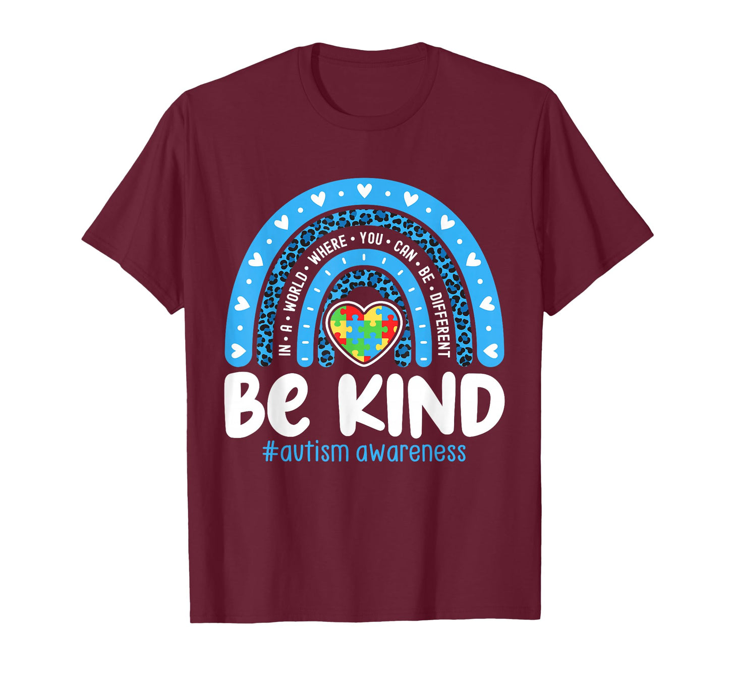 Autism Awareness Rainbow In April We Wear Blue Ribbon Autism T-Shirt