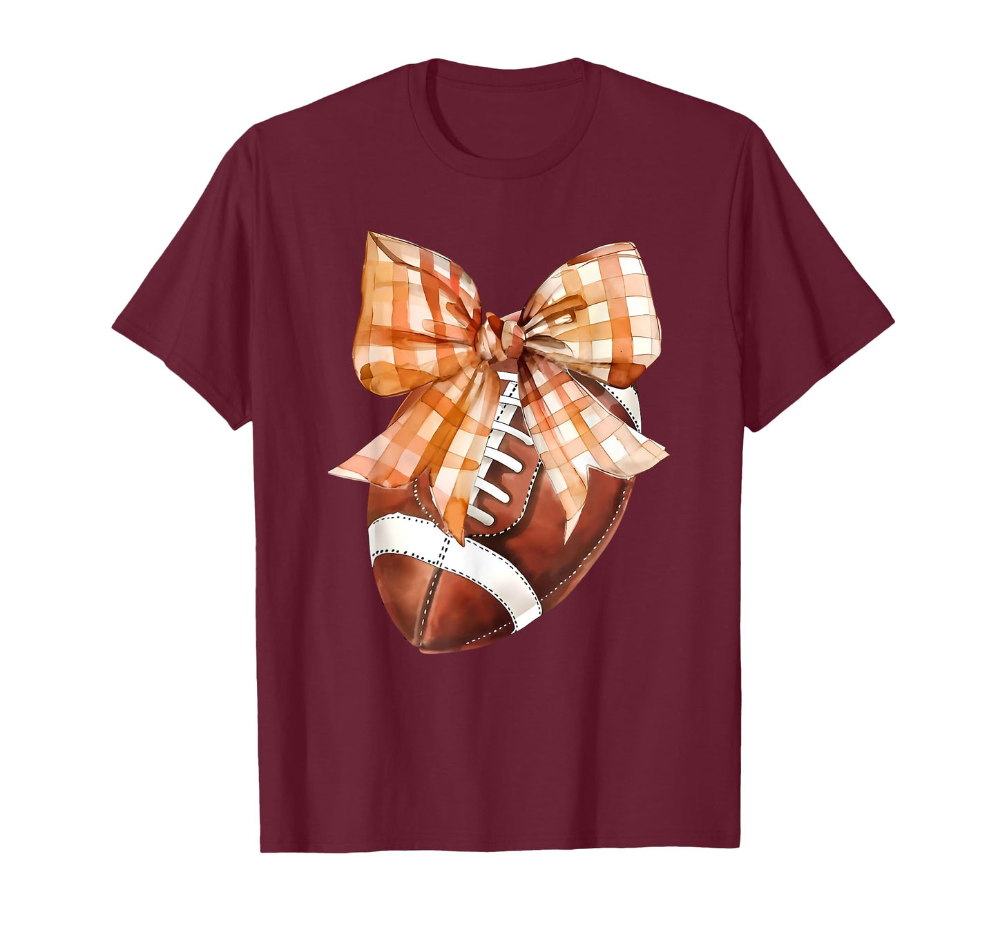 Coquette Bow American Football Autumn Thanksgiving Game Day T-Shirt