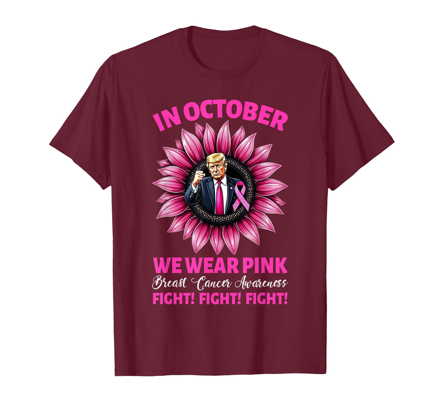 Wear Pink Fight Breast Cancer Awareness Trump 2024 Black Classic Fit Short Sleeve T-Shirt - Small - Unisex-Adults - Breast Cancer Awareness, Trump Supporters