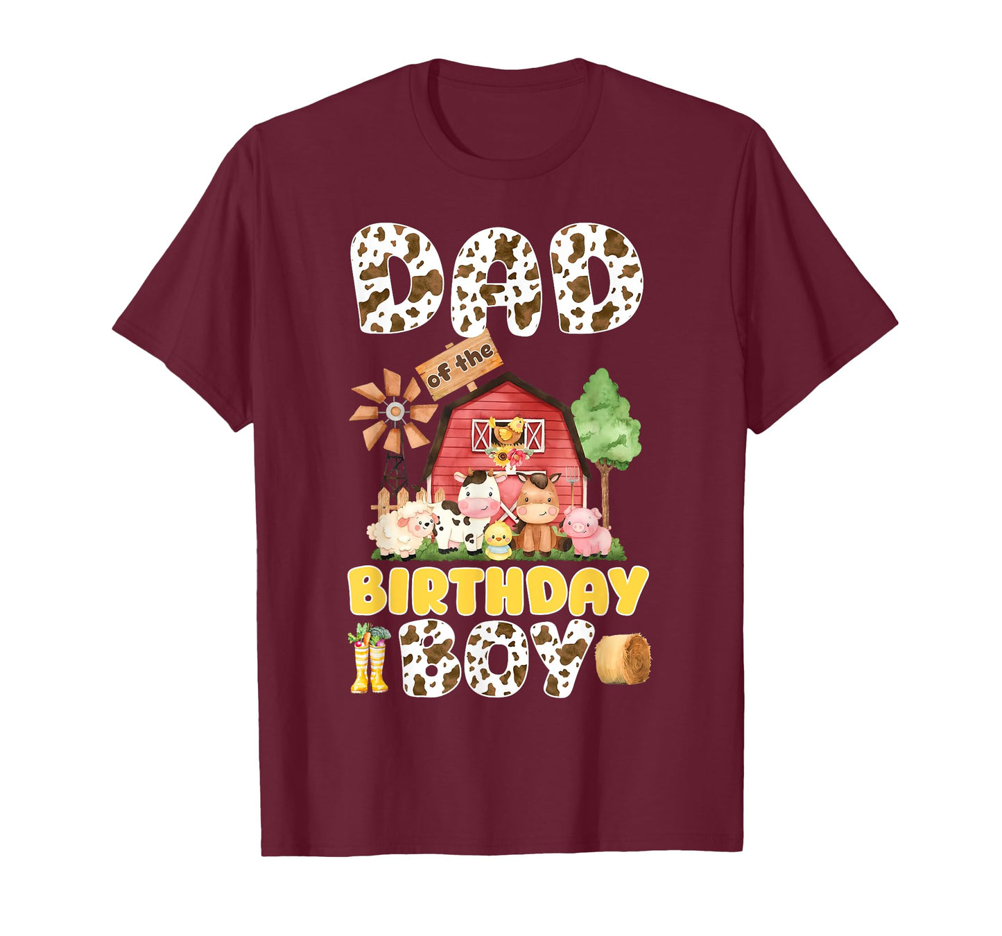 Dad and Mom of The Birthday Boy Farm Family Matching Party T-Shirt