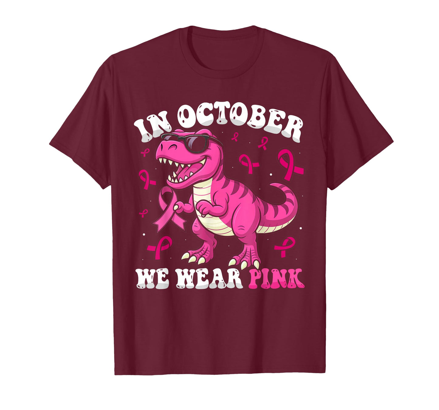 In October We Wear Pink Dinosaur Breast Cancer Awareness Boy T-Shirt