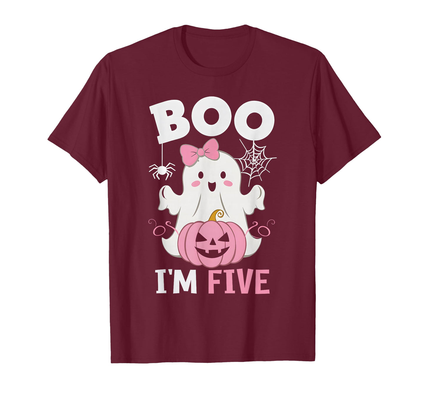 Ghost Boo I'm Five Year 5th Birthday Girls Halloween Groovy T-Shirt