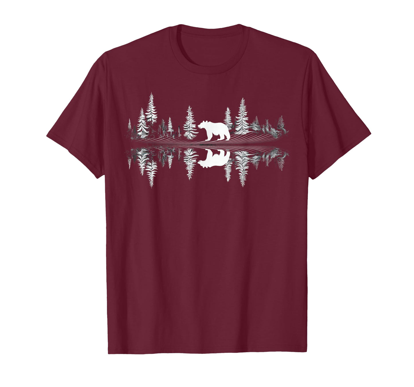 Retro Wilderness Bear Trees Reflection Outdoor Forest T-Shirt