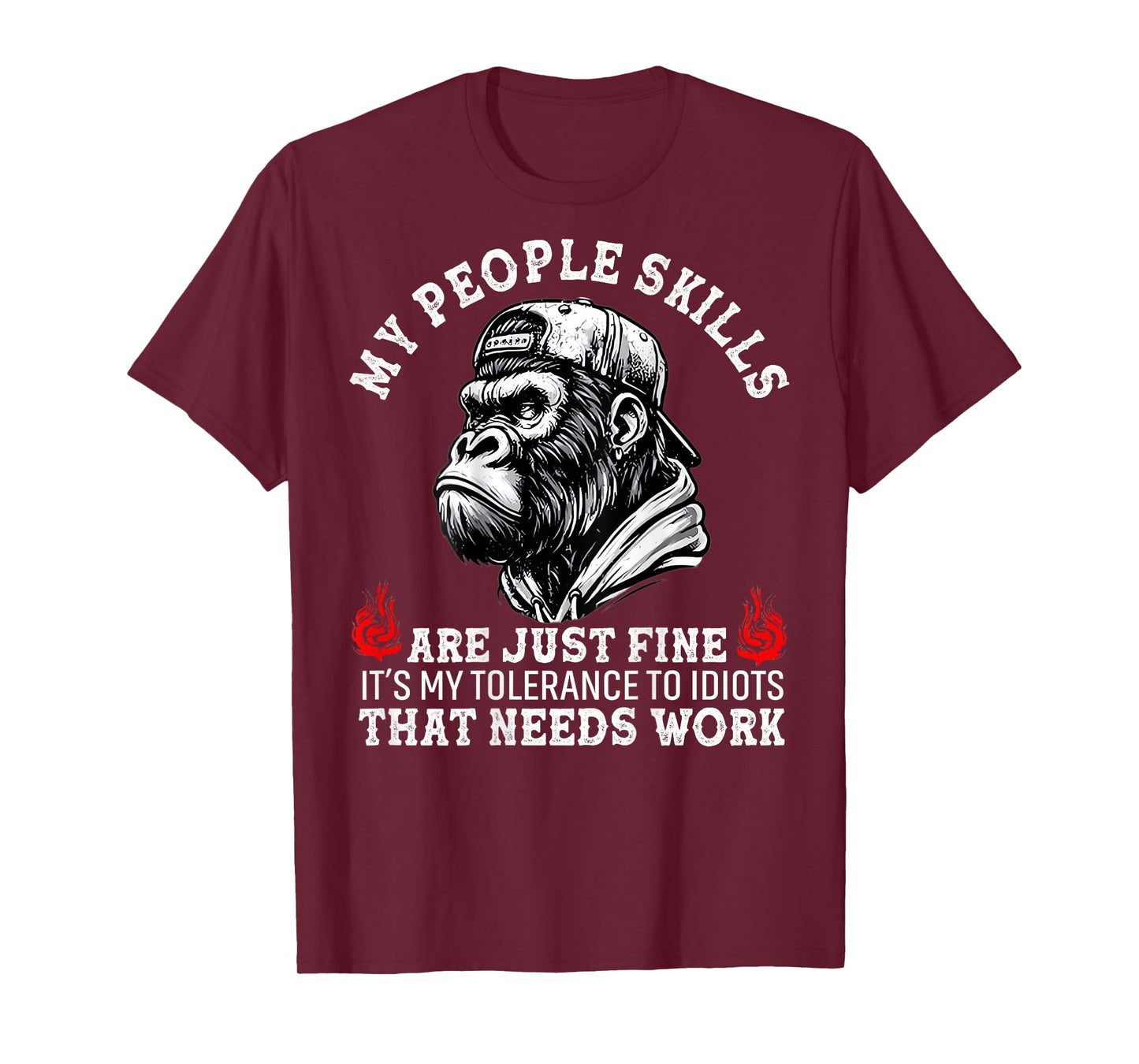 My People Skills Are Just Fine Monkey Funny (ON BACK) T-Shirt